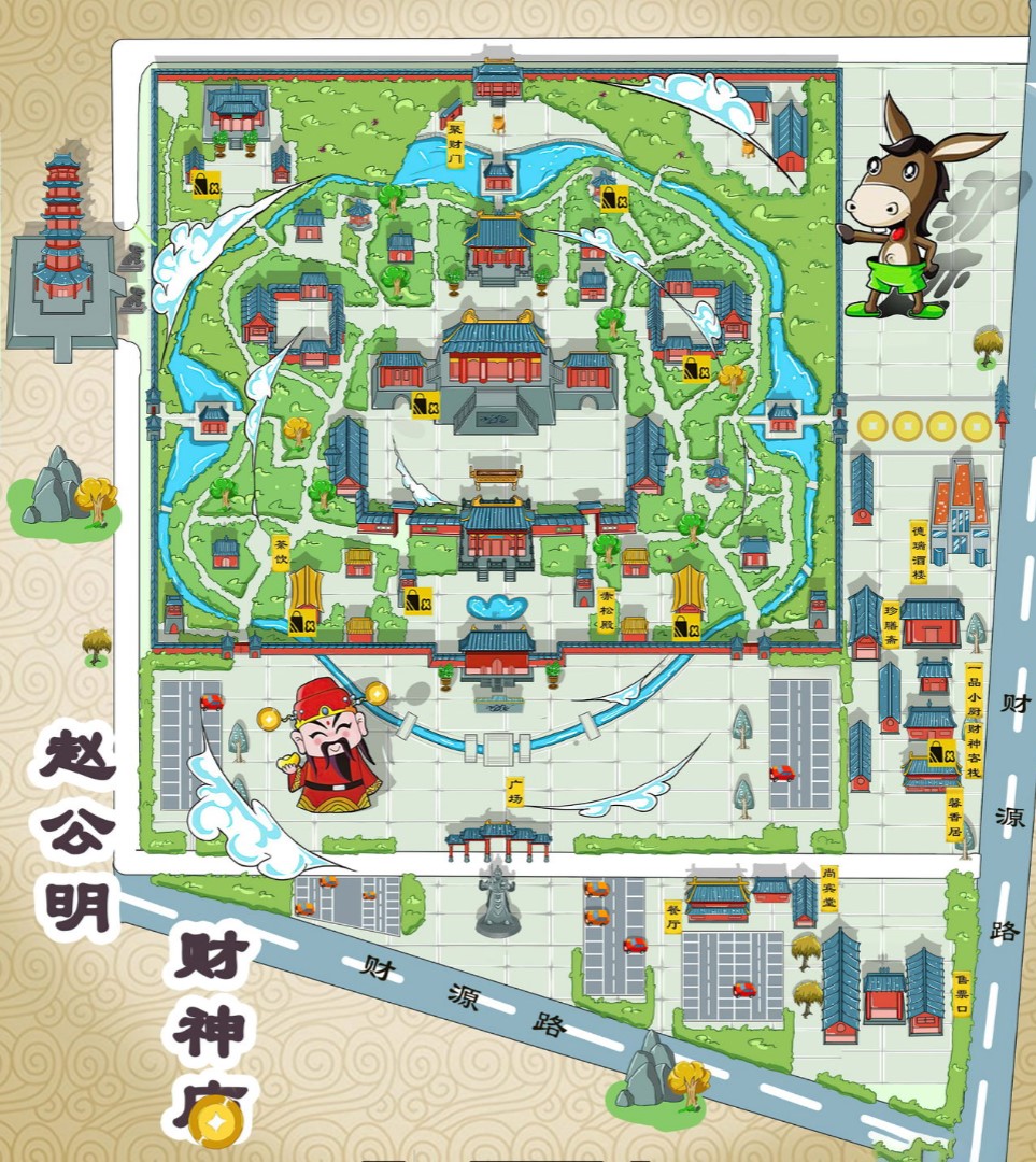 新宾寺庙类手绘地图